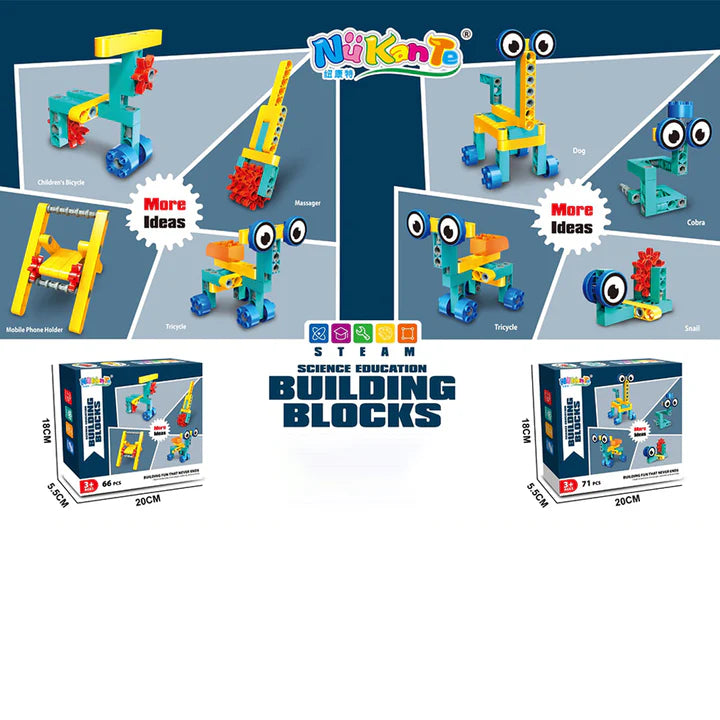 NiKanTo Building Blocks 66 Pieces - STEM Construction Toy Set for Kids Ages 3+ with Endless Creative Possibilities
